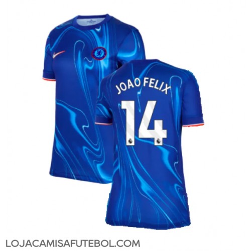 Camisa de Futebol Chelsea Joao Felix #14 Equipamento Principal Mulheres 2024-25 Manga Curta